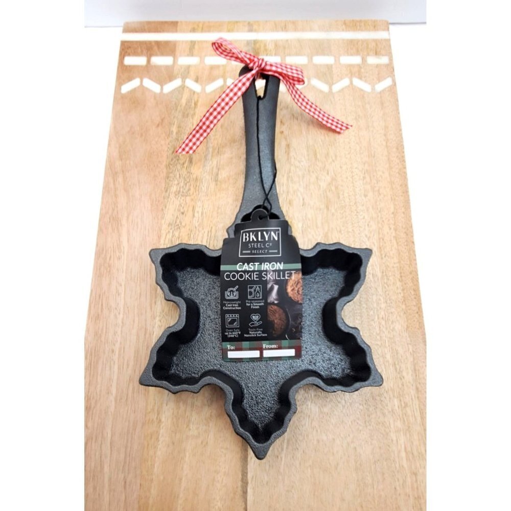 Snowflake Mini Cast Iron Skillet with Gingham Bow Brooklyn Steel